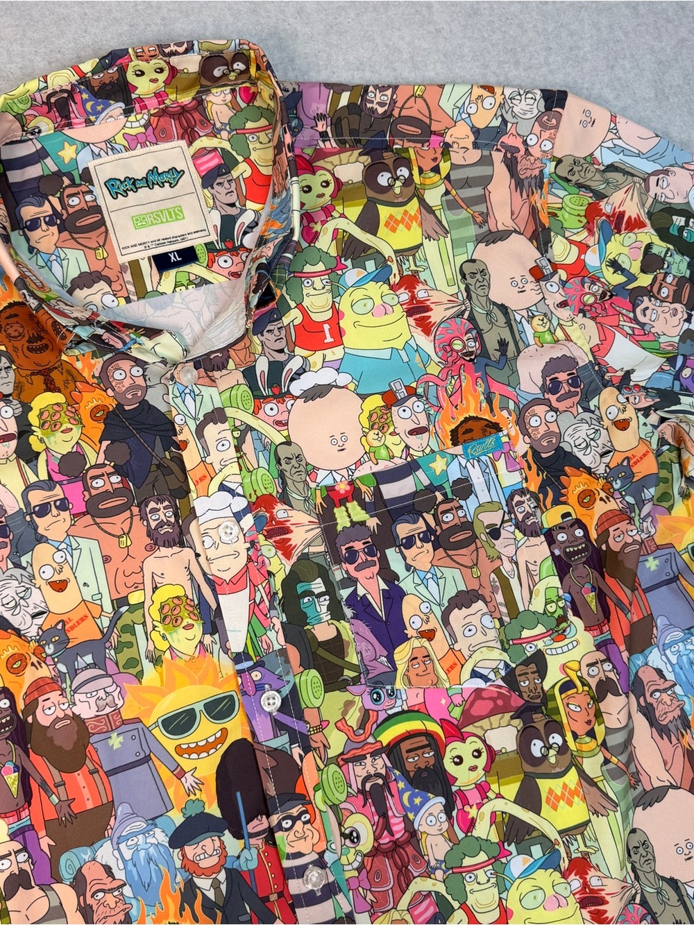 RSVLTS Multicolor Rick and Morty Character Collage Button-Down Shirt